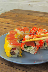 sushi and soy sauce