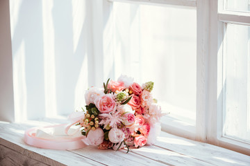 Wedding flowers, bridal bouquet closeup.