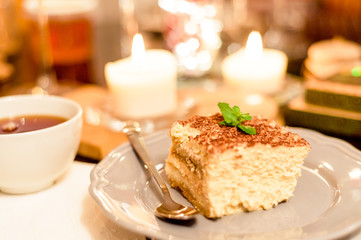tiramisu by candlelight, romantic date in Italy,
