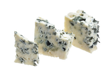 Danish blue cheese isolated on white background with clipping path