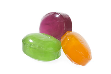Mixed colorful candy on white background.   