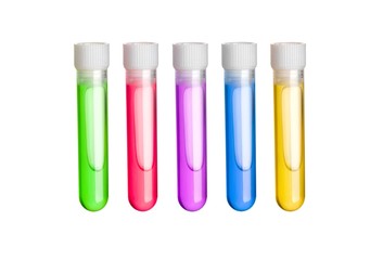 a tube with a stopper and a colored liquid inside isolated on white