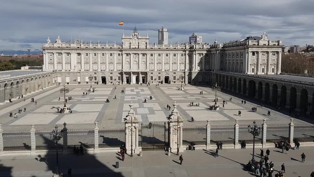 Aerial view over Palacio Real - the Royal Palace in Madrid