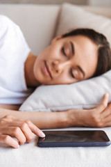 Attractive young asian woman sleeping