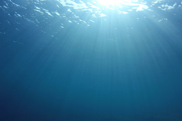 Fototapeta na wymiar Underwater blue water 