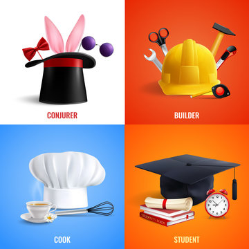 Different Professions Hats Design Concept