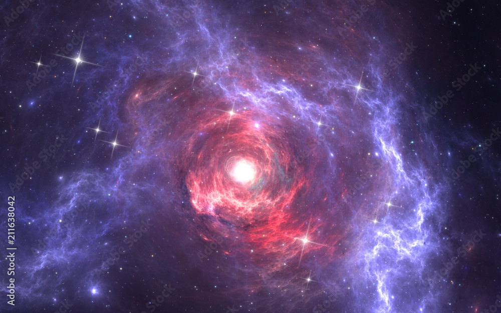 Wall mural expanding giant star in deep space.