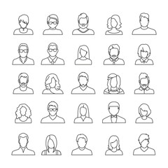 Set of avatar or user icons. Vector illustration. Silhouette of man and woman. Business people. © lubashka