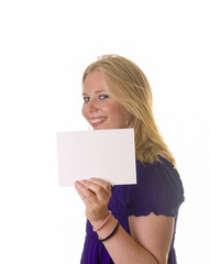 Naklejka premium Girl with blank card