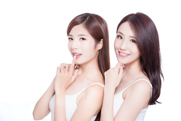 two beauty skincare woman