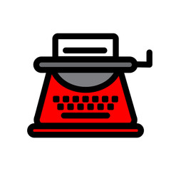 Typewriter vector  icon, colorful pictogram isolated on white.