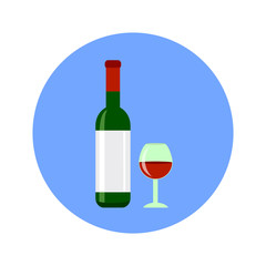 Wine and wineglass vector icon