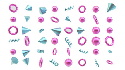 pink and blue primitives