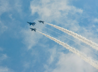 Fighter aircraft flying for display