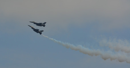 Fighter aircraft flying for display