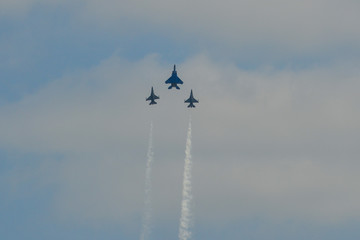 Fighter aircraft flying for display