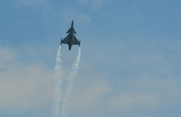 Fighter aircraft flying for display