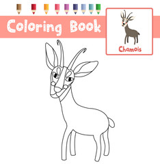 Coloring page of Standing Chamois animals for preschool kids activity educational worksheet. Vector Illustration.