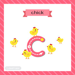 Letter C lowercase cute children colorful transportations ABC alphabet tracing flashcard of Canoe for kids learning English vocabulary and handwriting Vector Illustration.