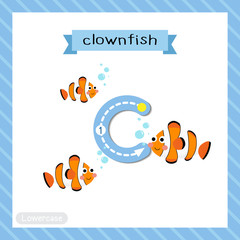 Letter C lowercase cute children colorful transportations ABC alphabet tracing flashcard of Canoe for kids learning English vocabulary and handwriting Vector Illustration.