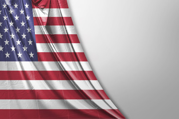 Obraz premium Isolated United State of America Flag waving 3d Realistic fabric