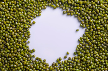 Mung Beans with Isolated White Circle Space Background.