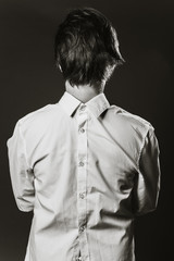 Fototapeta premium black-and-white portrait the girl turned away