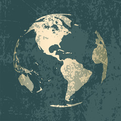 Modern gold world globe symbol design on pastel grunge background. Vector Trendy design