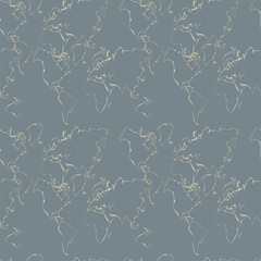 Gold foil outline abstract seamless pattern design. Golden trendy chic background