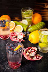 Natural detox water made of organic fruits and berries