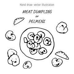 Dumplings with meat hand drawn