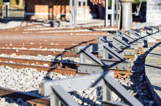 buffer stop . ending rail tracks concept for limit, limitation restriction boundary, prohibited, end , border