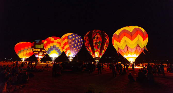 Hot air ballloon take off in dark