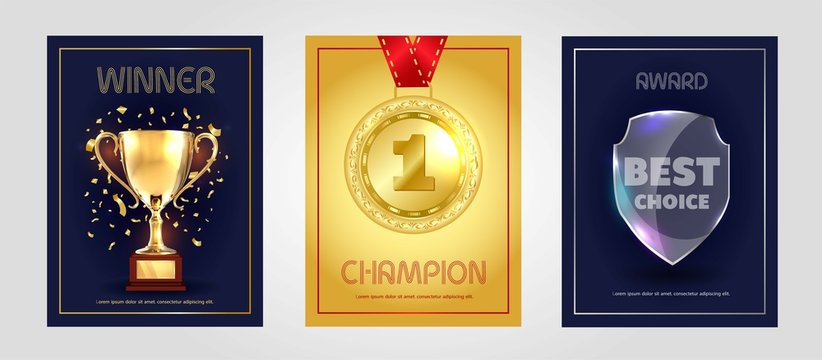 Vector Poster Design For Winner, Champion And Best Choice Award. 