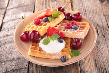 waffles and fruit