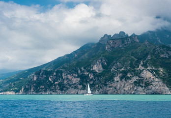 yacht in sea near the coast