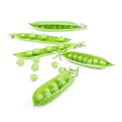 green peas isolated on white background