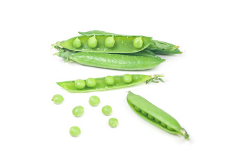 green peas isolated on white background