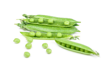 green peas isolated on white background