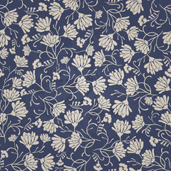 Seamless background with floral patterns. Summer ornament. Vintage Pattern. Elements of flowers and leaves. Vector illustration. Used for wallpaper, printing on the packaging paper, textiles.