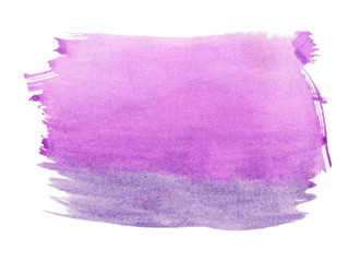 Abstract texture brush ink background purple aquarel watercolor splash hand paint on white background