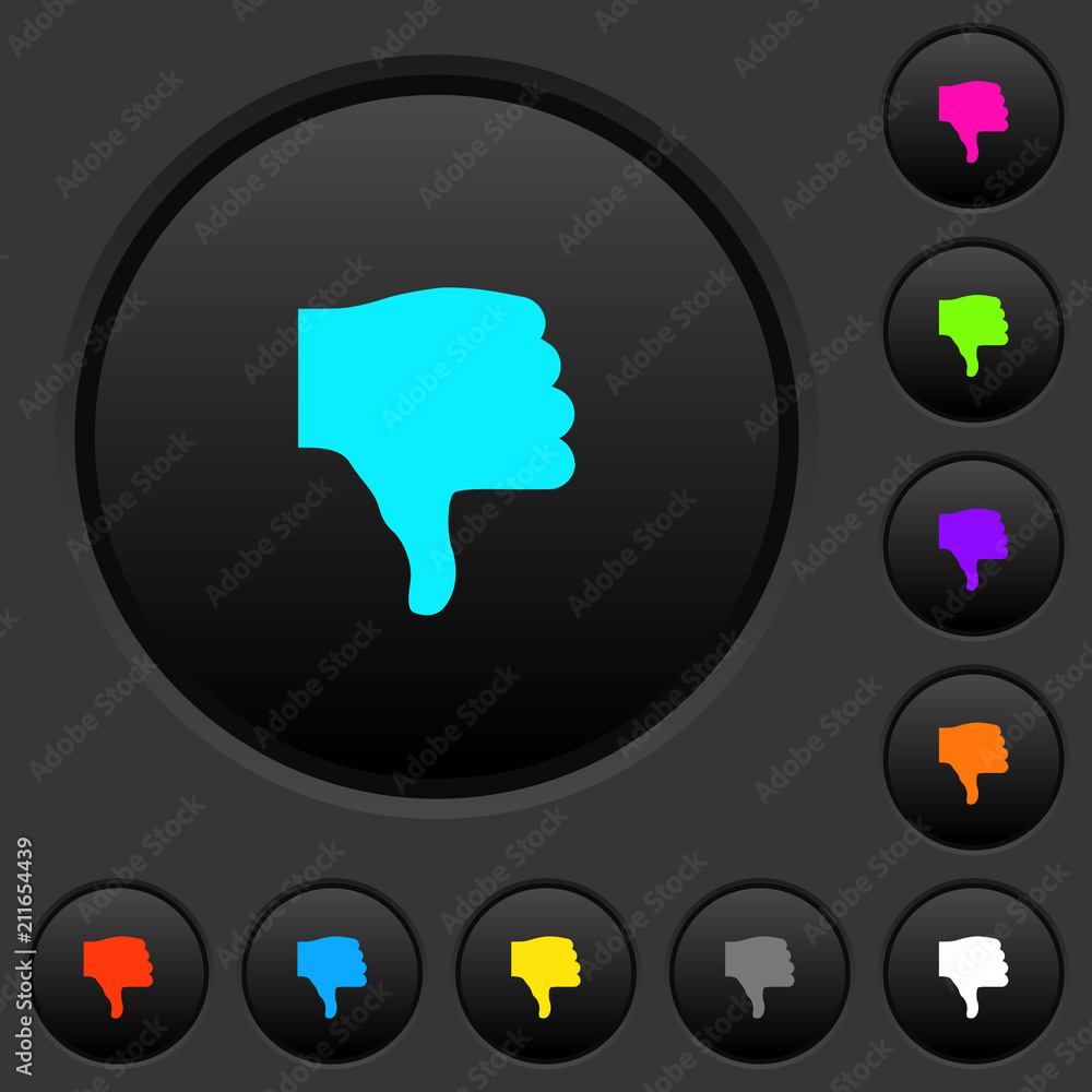 Poster thumbs down dark push buttons with color icons
