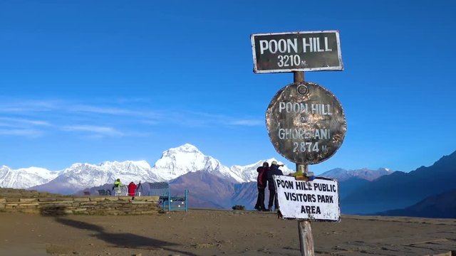 Poon hill is the famous view point in Gorepani village to see beautiful sunrise over Annapurna mountain range in Nepal