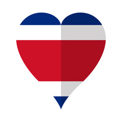 Isolated flag of Costa Rica on a heart shape