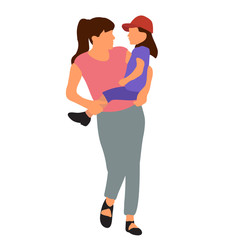 vector, isolated, on white background, flat style mommy and child