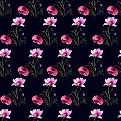 Seamless wallpaper with stylized flowers