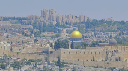 Camera moving up to mosque Al Aqsa on Temple mount in Jerusalem