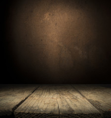 background of barrel and worn old table of wood.