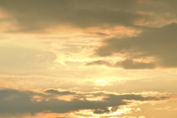 Naklejka na ściany i meble Sky with clouds and sunshine - sunset