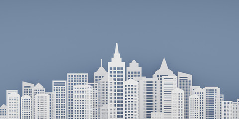 paper art scene of building on clear background,Minimal concept of city in the night,highrise building,3D rendering